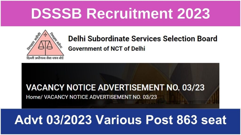 DSSSB Recruitment 2023 Advt 3/23