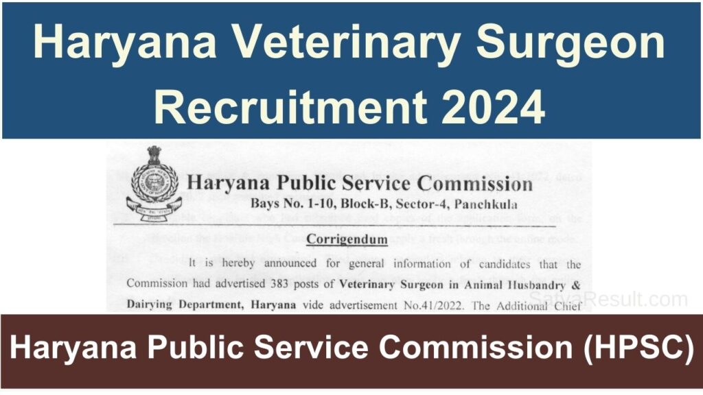 Haryana Veterinary Surgeon Recruitment 2024