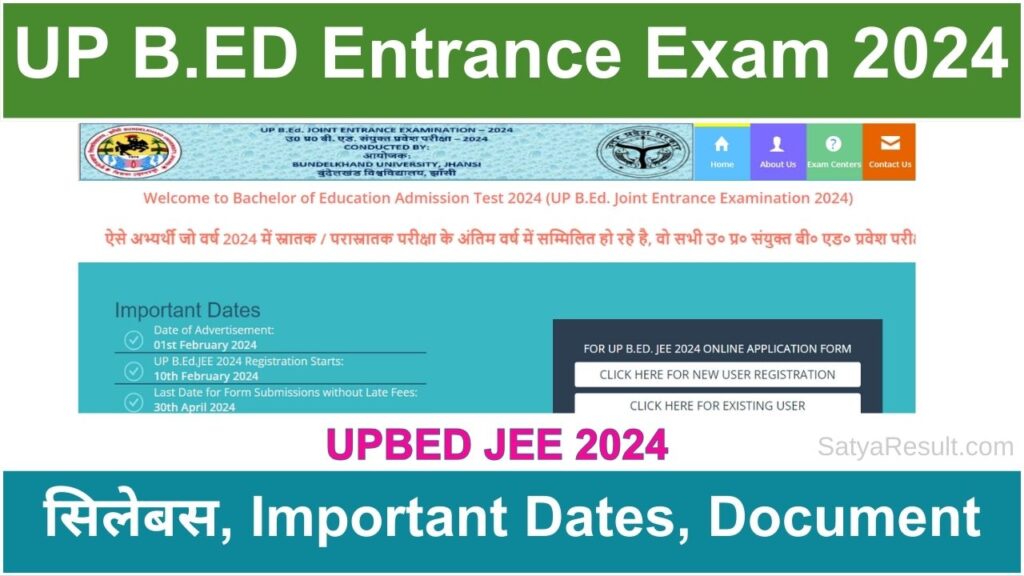 UP BEd JEE 2024-26 Entrance Exam