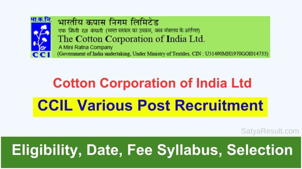 Cotton Corporation of India CCIL Recruitment 2024